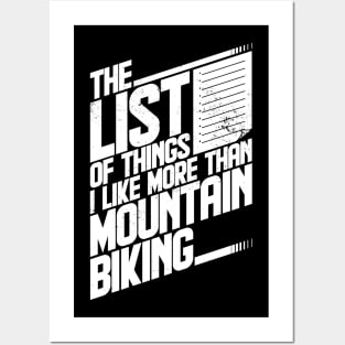 The list of things I like more than mountain biking funny sports mountain biking Posters and Art